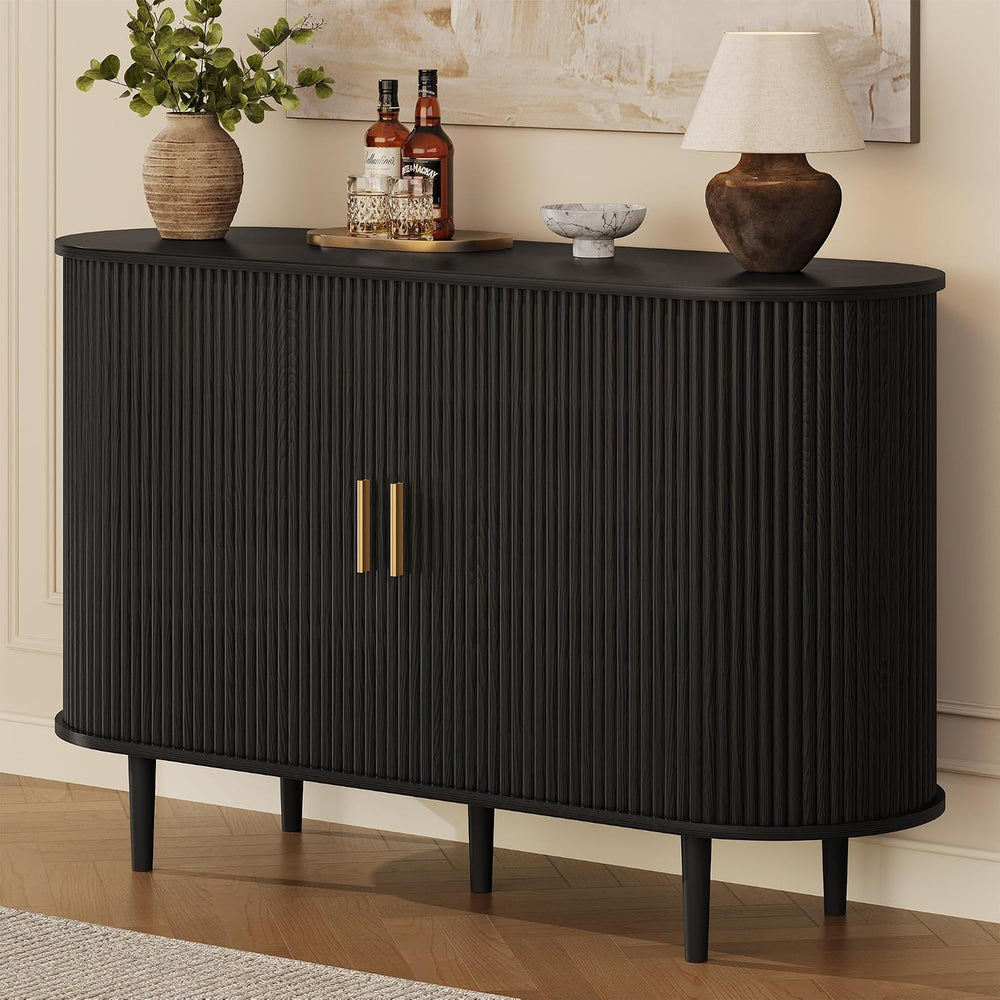DHH 47.2" Sideboard Buffet Cabinet with Storage,Mid Century Modern Flute...