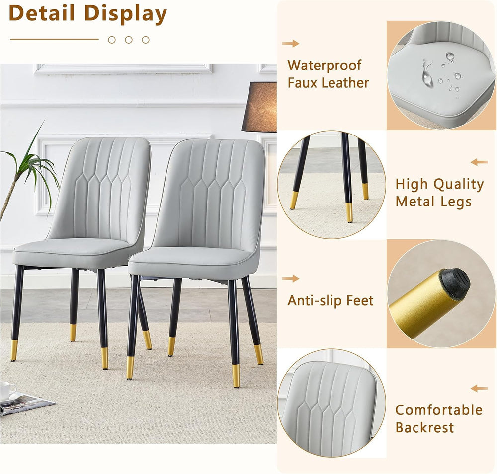 Round Dining Table Set for 4, 45''Marble Grain Dining Room Table Set ...