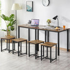 Yaheetech Industrial Dining Kitchen Table Set for 2 Breakfast Nook Table w/ 2 Stools for Dining Room Kitchen Small Space, Rustic Brown