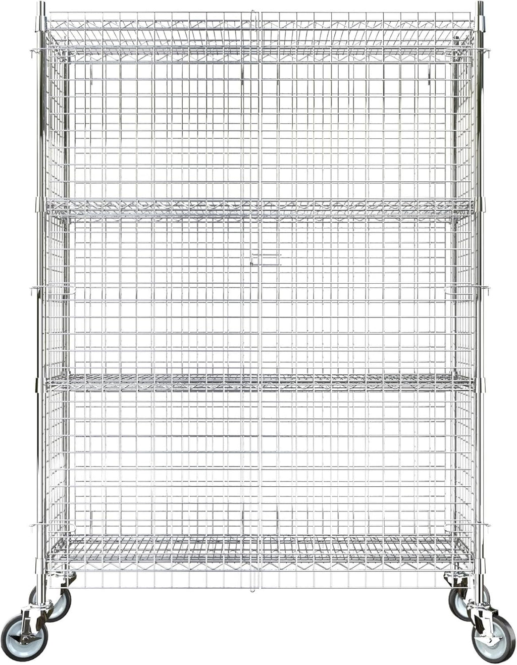 18"x48"x70" Metal Wire Chrome Security Heavy Duty Commercial NSF Certified Storage Unit | Mobile Wire Security Cage Kit