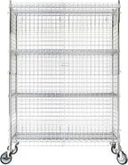 18"x48"x70" Metal Wire Chrome Security Heavy Duty Commercial NSF Certified Storage Unit | Mobile Wire Security Cage Kit