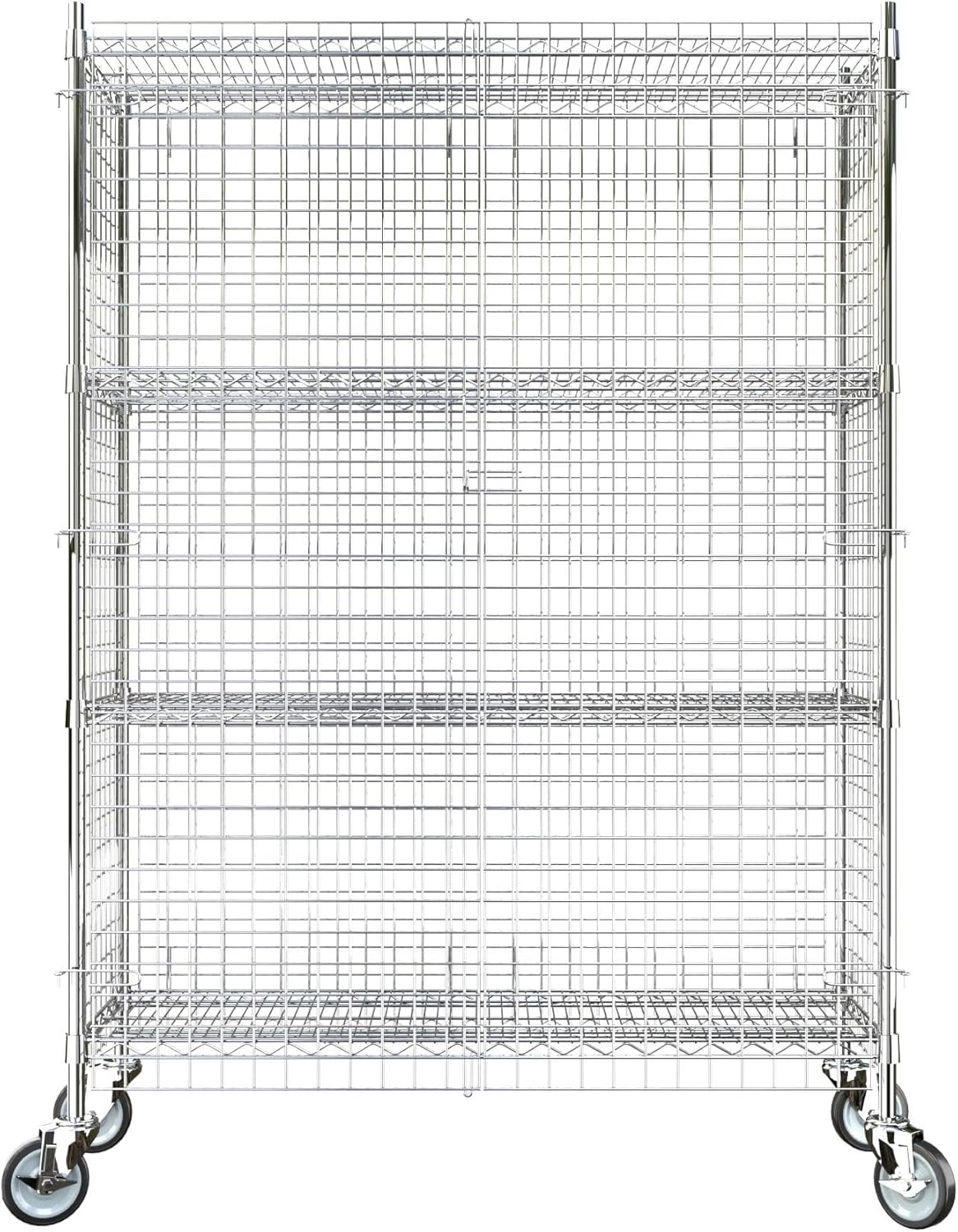 18"x48"x70" Metal Wire Chrome Security Heavy Duty Commercial NSF Certified Storage Unit | Mobile Wire Security Cage Kit