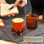 Butter Crock, Elegant Crystal Glass French Butter Dish for Fresh Spreadable Butter, Butter Keeper, Glass Butter Keeper to Leave On Counter,Amber