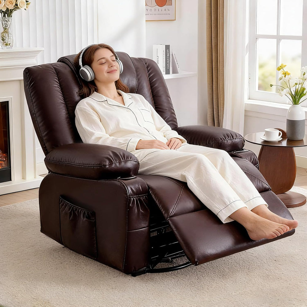 MAHOMICO Swivel Rocker Recliner Chair with Vibration Massage and Heat for Liv...