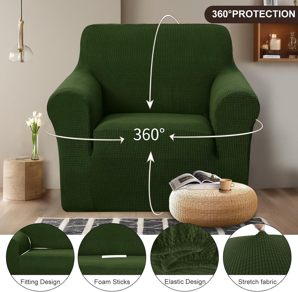 U-NICE HOME Stretch Recliner Chair Cover Armchair Slipcover, Bronze Green