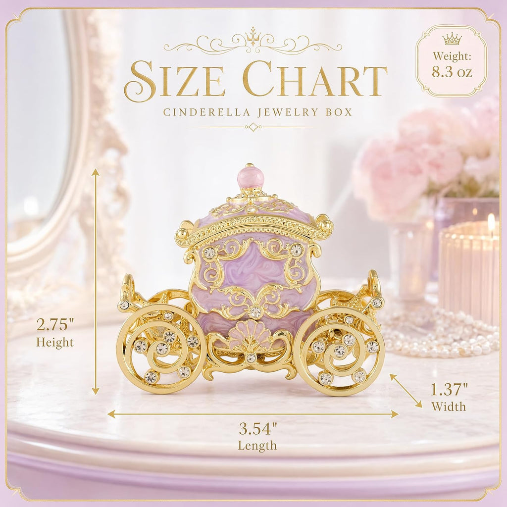 Retro Carriage Jewelry Trinket Box Enamel Ring Hold Boxes Hand-Painted Vintage Ornaments Craft Gift for Women Girls (Purple)