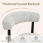 VKNOW Wooden Dining Chairs Set of 2, Modern Upholstered Dining Room Chairs with Black Rubberwood Legs and Curved Backrest, Fabric Kitchen Chairs for Dining Room, Heathered Off-White(Black Legs)