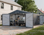 Metal Garage Shed, 13x20x8.5' Large Outdoor Storage Building and Workshop, Weatherproof Steel Carport with Ultra-Reinforced Truss System, Skylights Dual-Entry