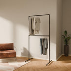 pamo Industrial Design garment rack - LAS I Black - freestanding Coat Rack for Walk-In Wardrobe Wall I Clothes Rack Made of Black Sturdy Pipes freestanding from Water Pipe