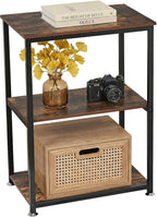 VECELO Tall End Side Table,30" Height Nightstand with 3-Tier Storage Shelf for Living Room Bedroom Office Hallway Study