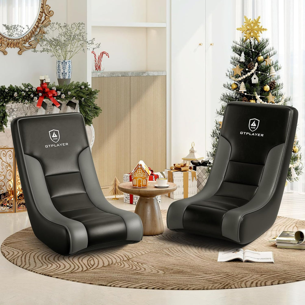 GTPLAYER Floor Rocking Gaming Chair – Floor Rolling Game Chairs with Angle Li...