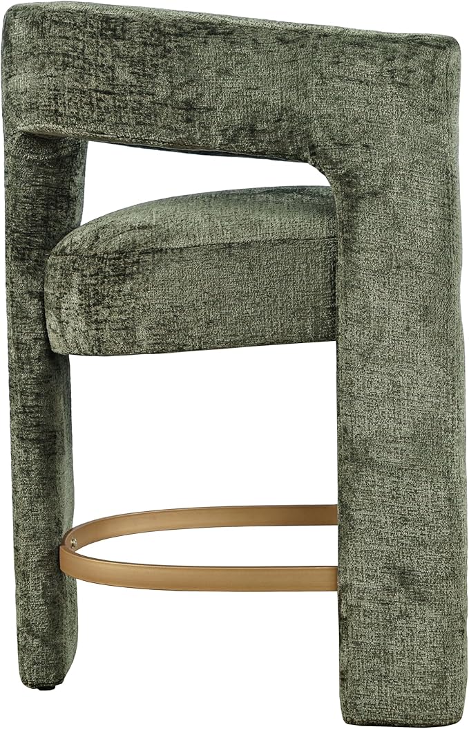Jofran Upholstered Counter Stool with Arms – Versatile Barstools – Stylish Seating for Kitchen Dining Room or Home Bar, Forest, Single Stool