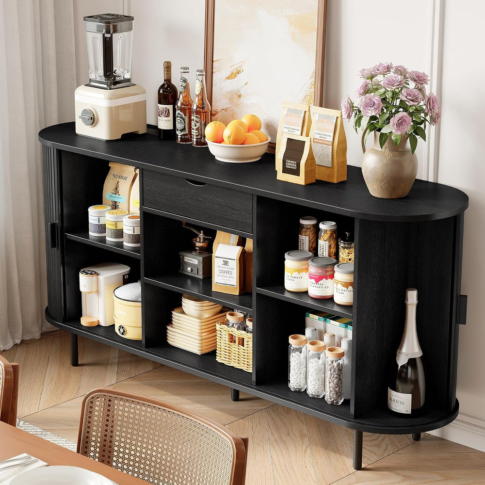 ONBRILL 63'' Fluted Sideboard Buffet Cabinet with Storage, Large Cred...