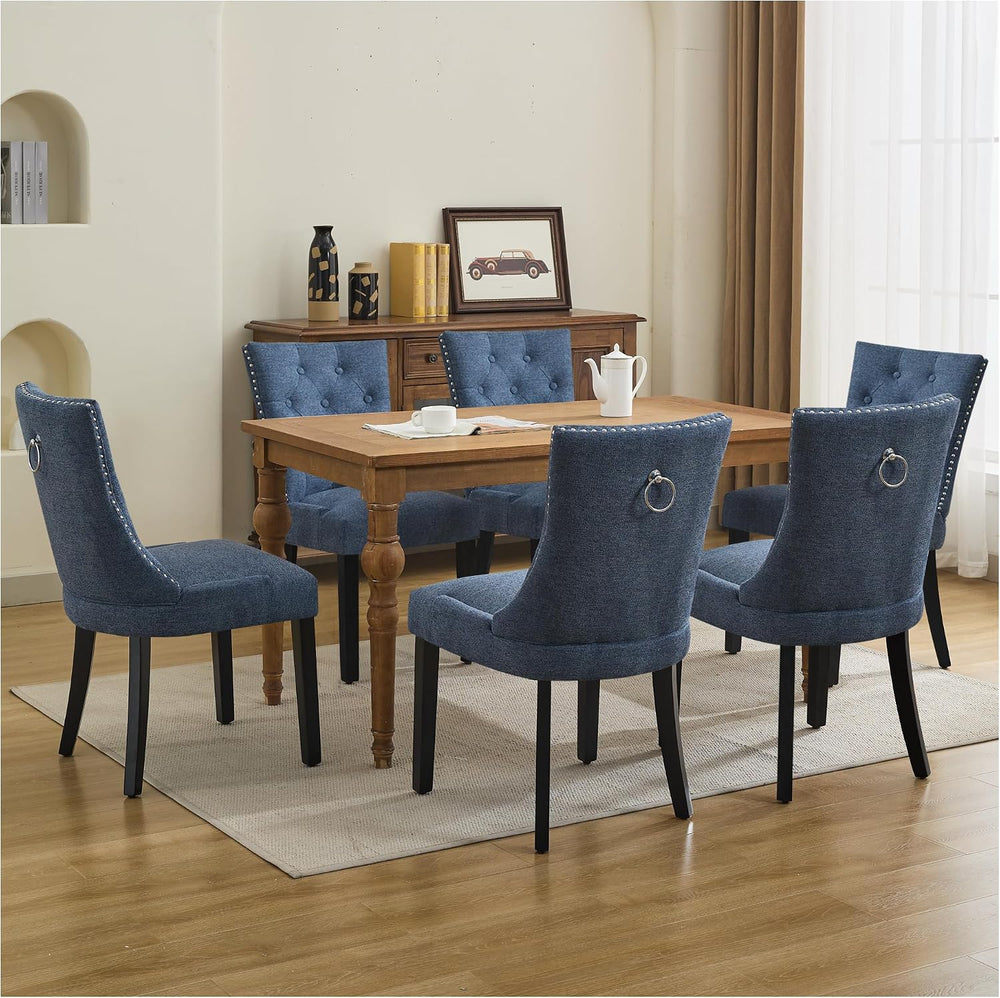 Dining Chairs Set of 4, Modern Kitchen Chairs with Back, Dark Blue