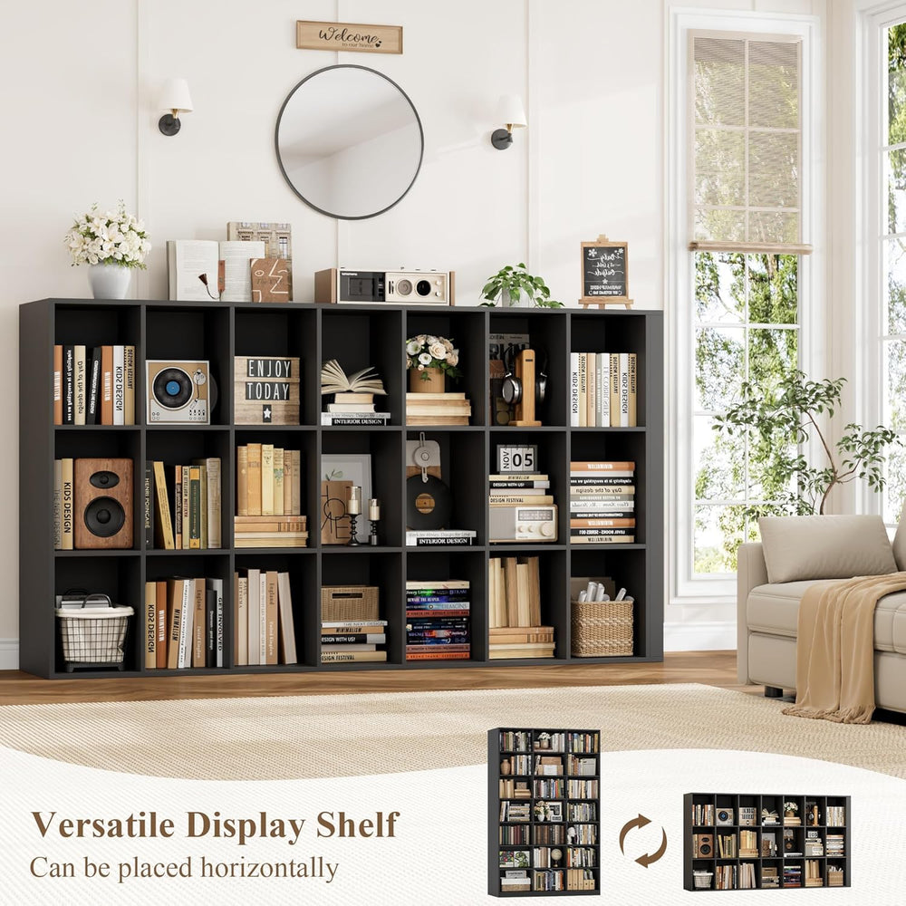HOSTACK 86" H Triple Wide Bookshelf and Bookcase, Large Book Shelves, Black