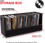 Stock Your Home DVD Storage Box, Movie Shelf Organizer for Blu-Ray, Video Game Cases, CDs, VHS Tape Display Stand, Disc Holder Can Store Up to 28 DVDs, Faux Leather (Espresso) 2 Pack