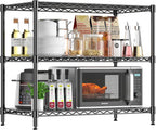 3-Shelf Adjustable Storage Shelves Metal Shelving Unit Heavy Duty Wire Rack Small Organizer with 3 Shelf Liners for Kitchen Pantry Bathroom Laundry Closet Garage 24" W x 14" D x 30" H Black