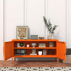 Orange Lockable Metal TV Stand Entertainment Center, Heavy Duty Storage Cabinet Supports 80+ Inch TVs, Multifunctional Media Console for Home Living Room Office 22" H X 35.4" W X 13.8" D