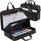 Accordion File Organizer with Lock,Fireproof Document Organizer Bag with Shoulder Strap,Large 13 Pocket Expanding File Folder,Portable Safe Storage for Letter/Legal Size-White Reflective Strip