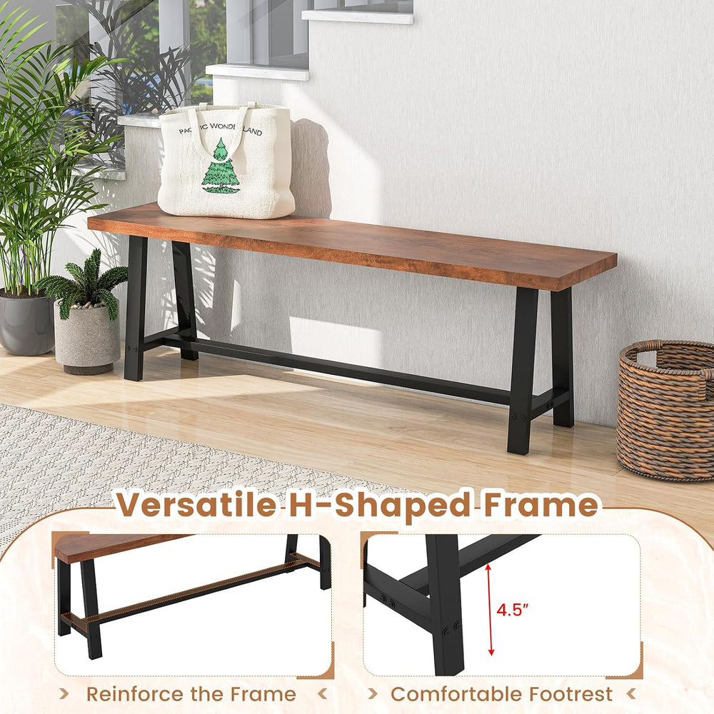 GIANTEX 60” Rectangular Wood Dining Bench, 3 Person Entryway Shoe Bench with ...