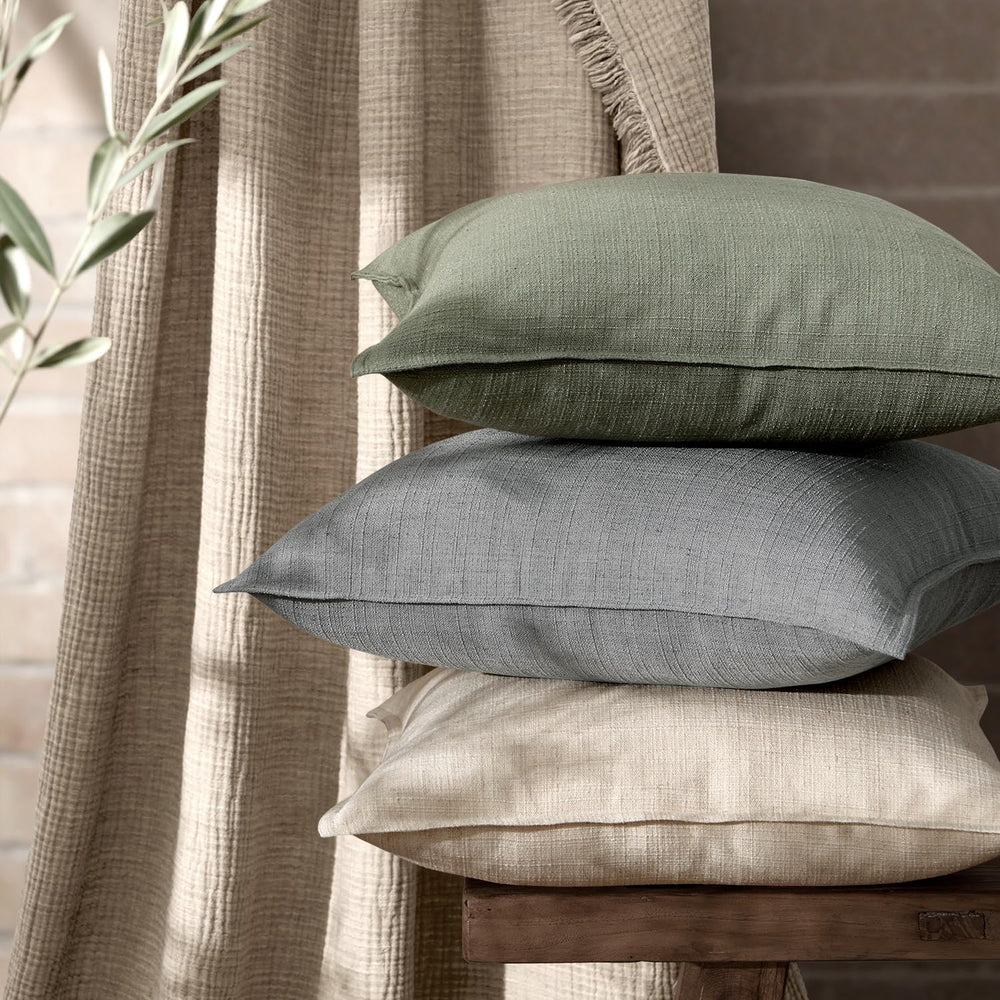 MIULEE Thick Textured Decorative Throw Pillow Covers 22x22 Inch Olive Green