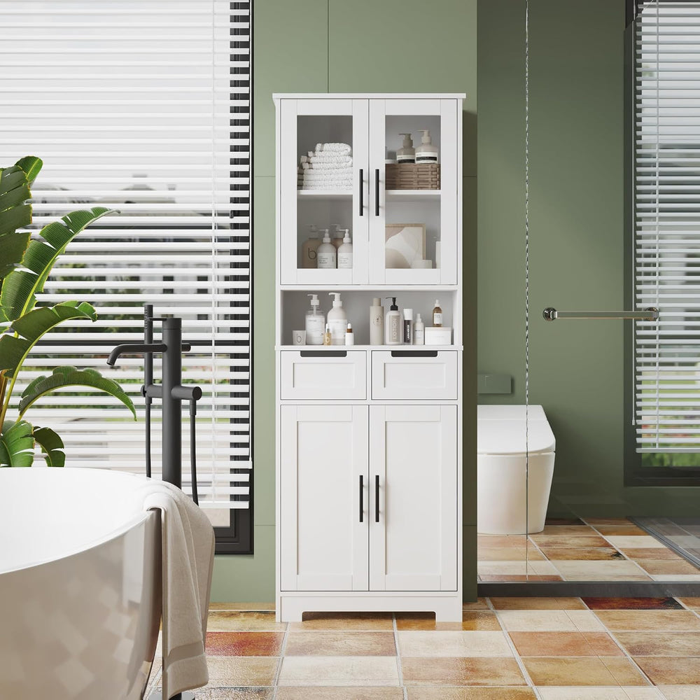 LEADZM Kitchen Cabinet Tall Cabinet with 4 Doors Buffet Cabinet for Kitchen L...