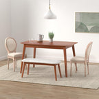 Nrizc French Country Dining Chairs Set of 4, Leather Farmhouse Dining Room Chairs with Round Back, Solid Wood Legs, Oval Side Chairs for Kitchen/Bedroom/Dining Room