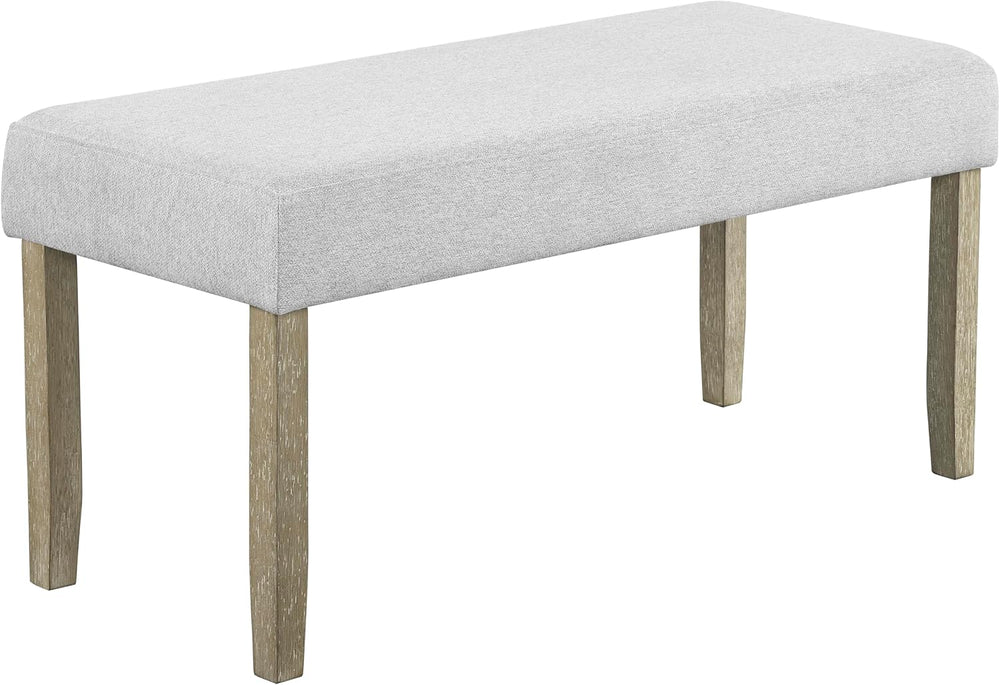 42 Inch Gray Upholstered Dining Bench, Tufted Padded Seat for Entryway | 19 I...