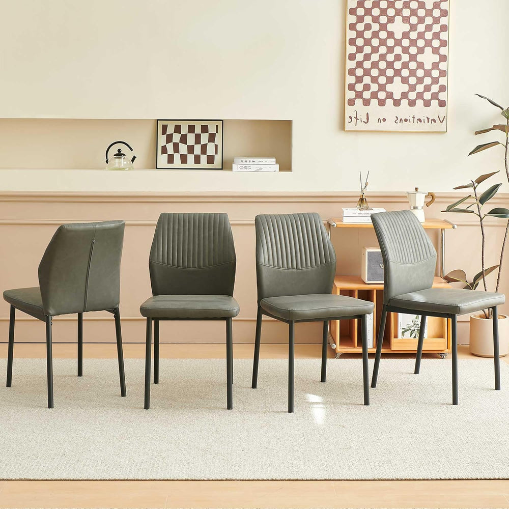 35'' Round Dining Table Set for 4 with Chairs, Mid Century Modern Rou...