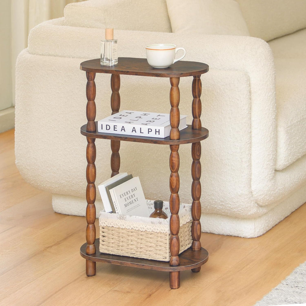 MaxSmeo Narrow Side Table Set of 2, 3-Tier Narrow End Table Living Room Set o...
