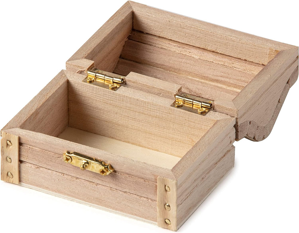 Make Market 3.5” Unfinished Wood Treasure Chest - Ready-to-Decorate Wood Box ...