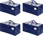 VENO 4 Pack Moving Bags w/Backpack Straps, Heavy Duty, Moving Boxes Alternative, Packing Supplies, Large Storage Totes for Dorm Room Essentials with Zipper for Clothes (Blue, 4 Pack)