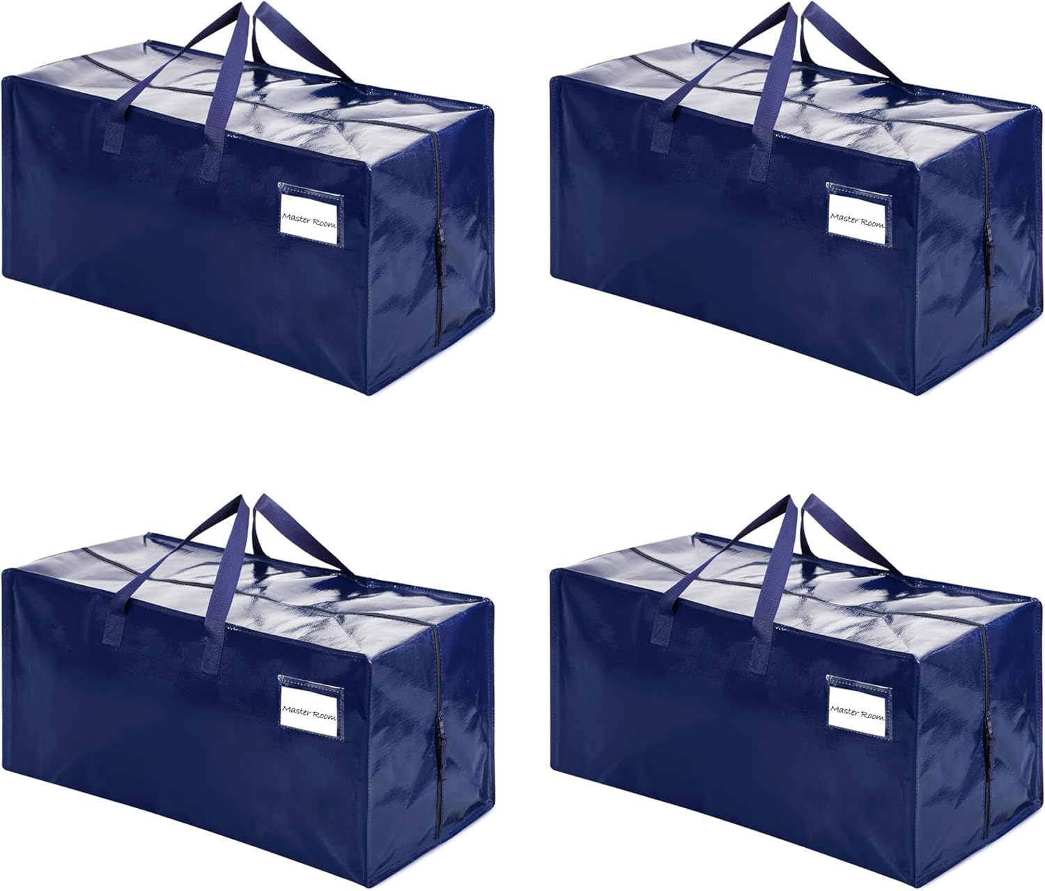 VENO 4 Pack Moving Bags w/Backpack Straps, Heavy Duty, Moving Boxes Alternative, Packing Supplies, Large Storage Totes for Dorm Room Essentials with Zipper for Clothes (Blue, 4 Pack)