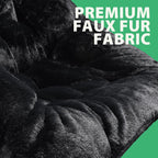 OAKHAM Comfy Chair for Adults, Soft Faux Fur Folding Lounge for Bedroom Living Room Dorm Rooms Flexible Reading Chair for Teens Kids, X-Large Foldable (Faux Fur-Black)
