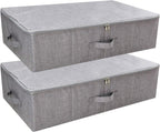 iwill CREATE PRO Folding Breathable Underbed Storage Bins with Lids, Wardrobe Closet Clothing Blanket, Shoes, Toys Organizer Containers, Dark Gray, Pack of 2