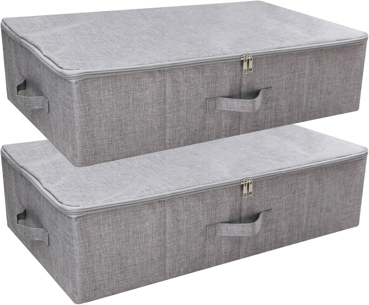 iwill CREATE PRO Folding Breathable Underbed Storage Bins with Lids, Wardrobe Closet Clothing Blanket, Shoes, Toys Organizer Containers, Dark Gray, Pack of 2