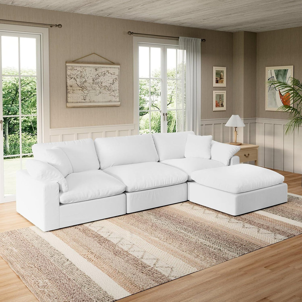 Modular Sectional Sofa Cloud Couch,Down Filled Comfy Cloud Modern Sofa,White ...