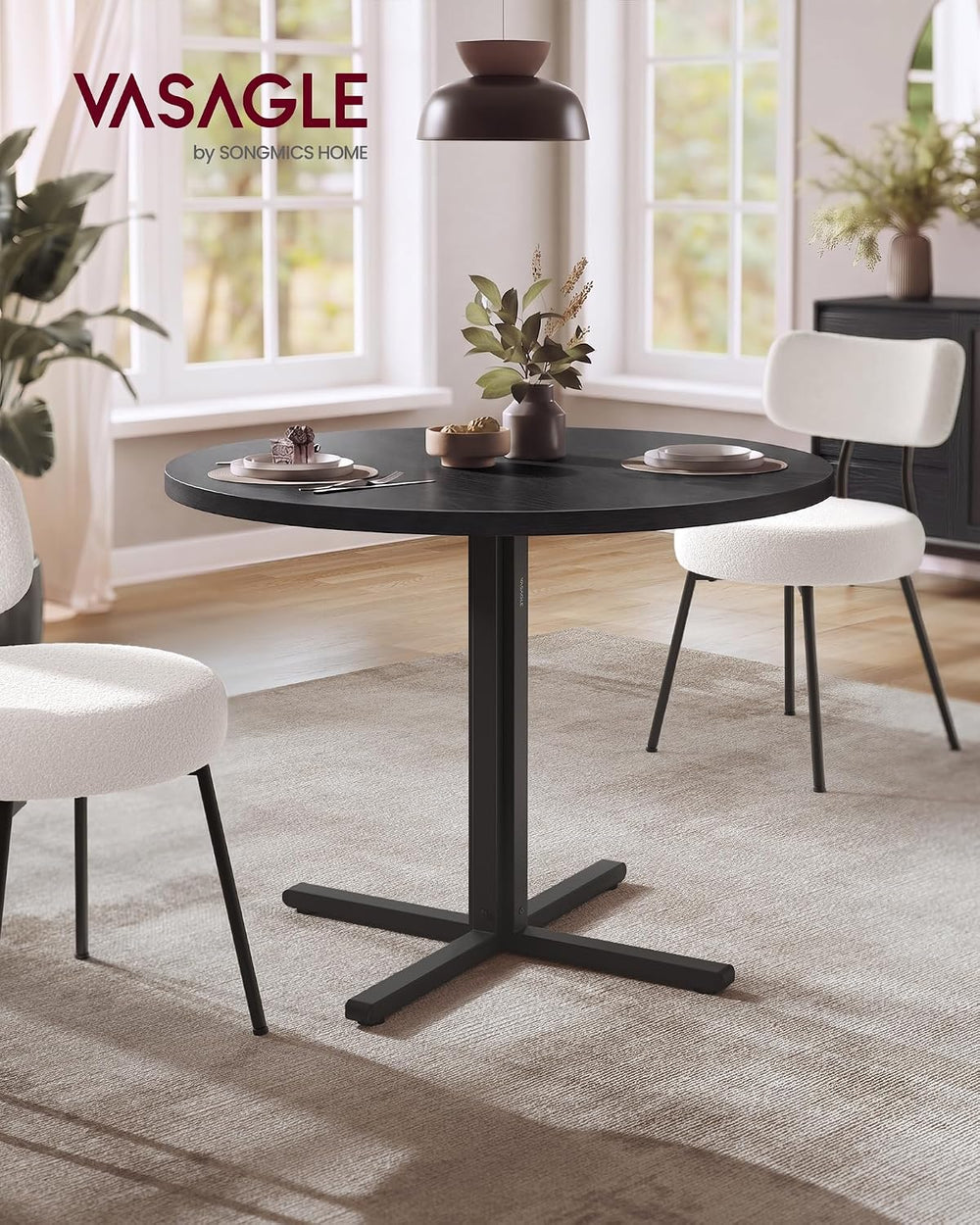 VASAGLE Dining Table, Small Round Kitchen Table for 4 People, 31.5 x 29.4 Inc...