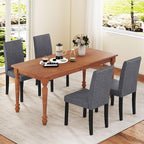 COSTWAY Fabric Armless Dining Chairs Set of 2, Upholstered Kitchen Side Chair w/Rubber Wood Legs, Padded Seat & High Backrest, Mid-Century Modern Accent Chairs for Living Room Restaurant (Dark Gray)