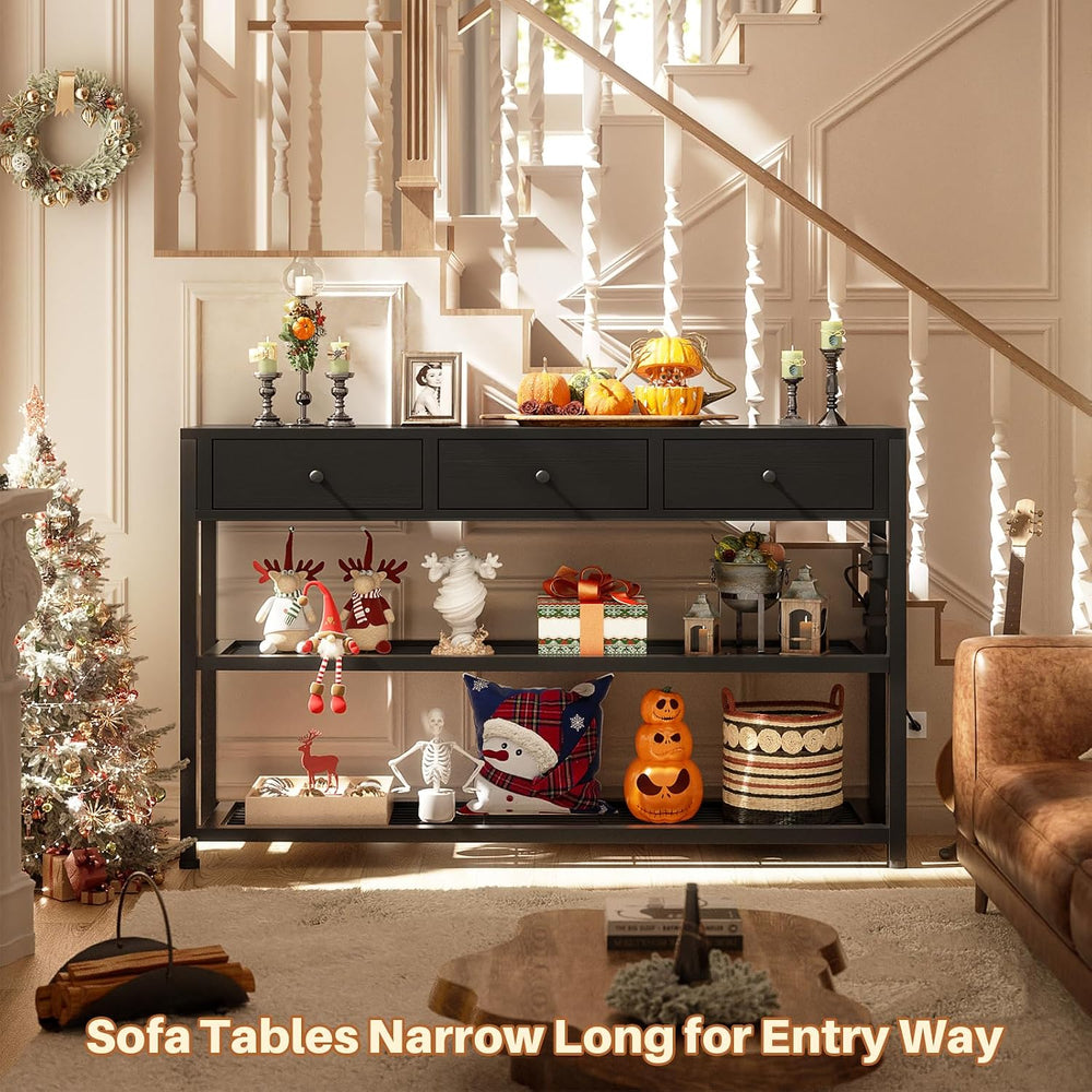 Ecopriso 47'' Entryway Table with Outlets and USB Ports, Console Tabl...