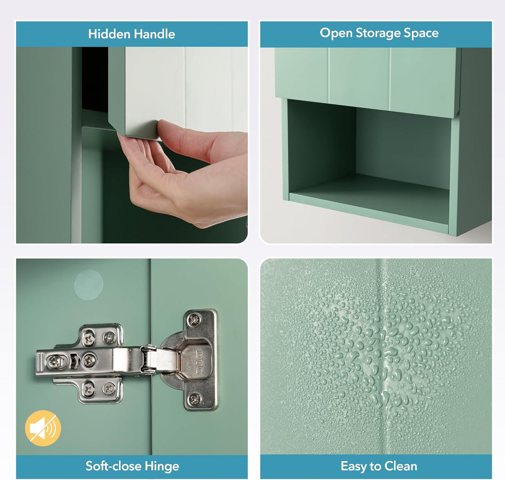 Bathroom Wall Cabinet with Single Door, Soft-Close Hinges, 15x27 inch Wooden Medicine Cabinet for Small Kitchen, Laundry, Entryway, Durable MDF Construction