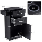 BarberPub 38"x18"x14" Locking Beauty Salon Storage Cabinet, Barber Styling Station with Nylon Hair Dryer Holder, Barber Shop Stylist Equipment with Drawers 2021 (Black)