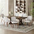 Dining Chairs Set of 6, Upholstered Dining Room Chair with Wood Legs, High-Back Padded Kitchen Chairs for Dining Room/Restaurant/Cafe, Light Grey