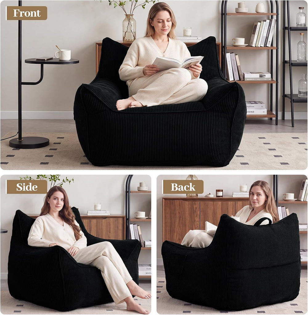 Vipbear Bean Bag Chair for Adults, Chair with Memory Foam | 35.5" Cordur...