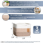 NaturalCozy Storage Cubes 9”x9”x7”Cotton Rope Woven Baskets for Organizing 3-Pack | 9 Inch Cube Storage Bin | Small Basket for Shelf Nursery, Pantry, Decorative Plant, Bathroom Closet, Toy Gift