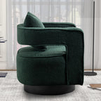 Swivel Accent Chair Set of 2, Modern Swivel Barrel Chair for Living Room, 360 Degree Comfy Square Accent Chair with Open Back, Upholstered Armchair for Bedroom,Reading, Boucle, Dark Green