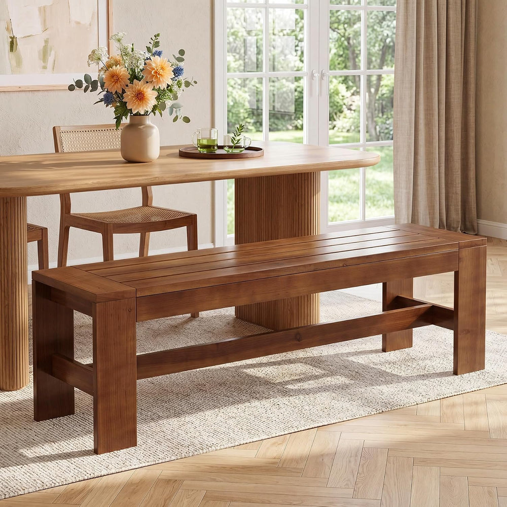 55'' Solid Wood Dining Bench, Farmhouse Kitchen Table Bench for Dinin...