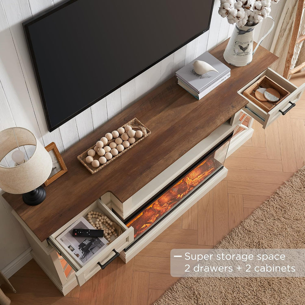 OKD 3-Sided Glass Farmhouse Electric Fireplace TV Stand for TVs up to 80'...