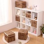 Storage Bins Boxes with Zipper Lid Leopard Print Cute Velvet Fabric Basket PU Leather Handles PP Plastic Board Foldable Washable Lidded Closet Shelf Organizer Container (Small Size)