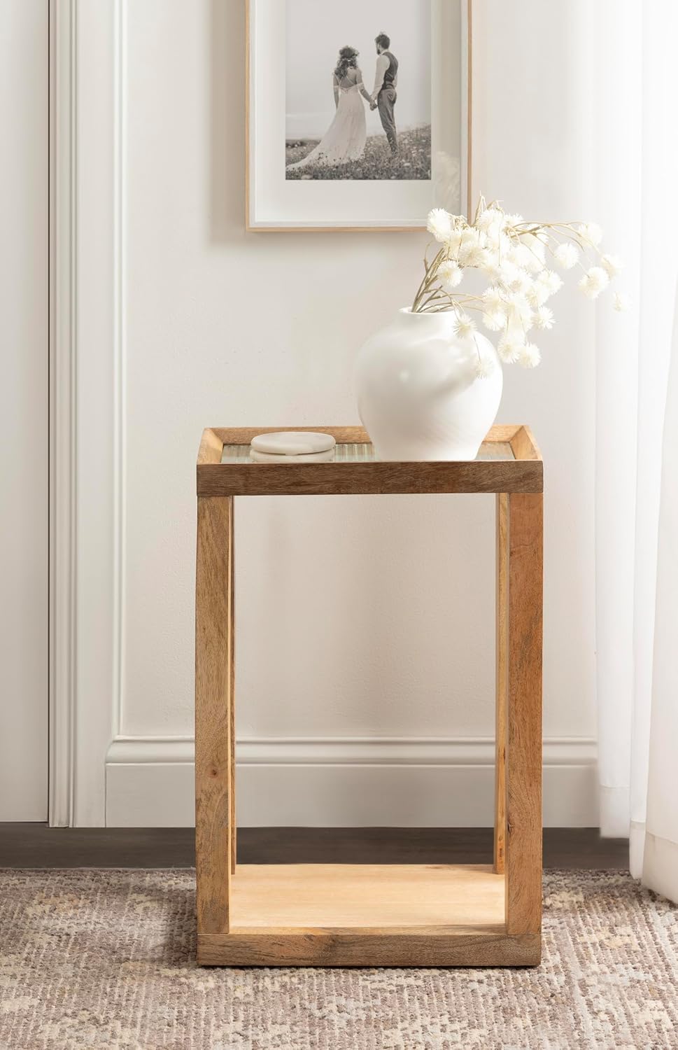 Kate and Laurel Keating Modern Rectangle Mango Wood End Table, 16 x 10 x 24, ...